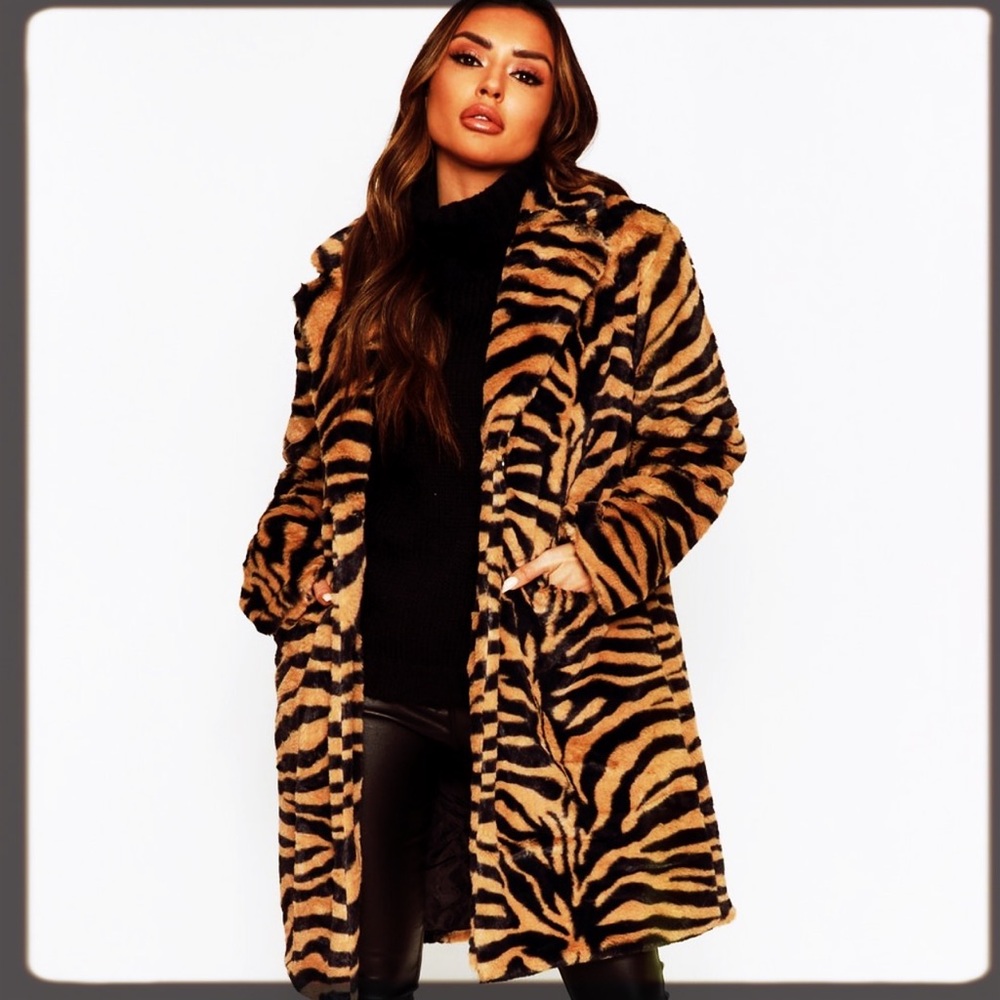 “BIG PIMPIN” Plush Tiger Print Fur Teddy Coat - Picture 3 of 16